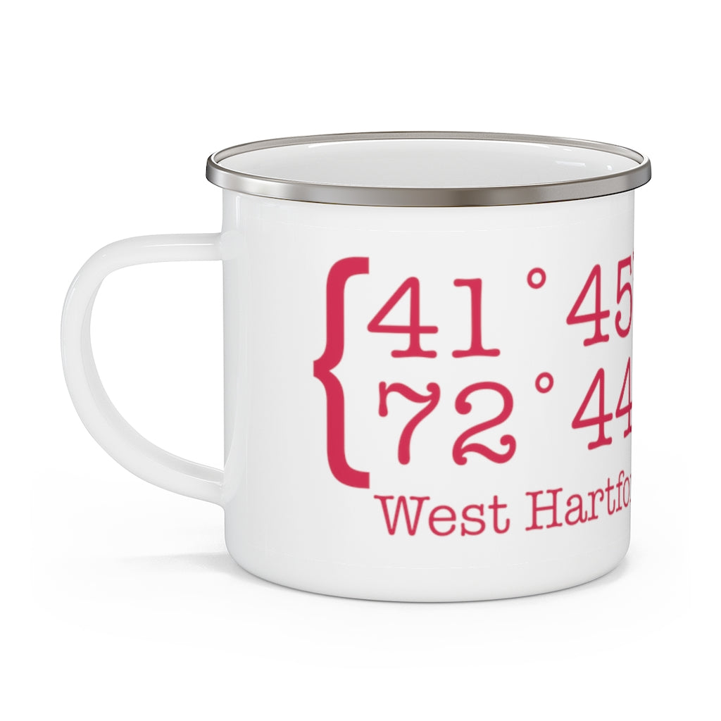 West Hartford Coordinates camping mug.  West Hartford Connecticut tee shirts, hoodies sweatshirts, mugs, other apparel, home gifts, and souvenirs. Proceeds of this collection go to help Finding Connecticut’s brand. Free USA shipping. 