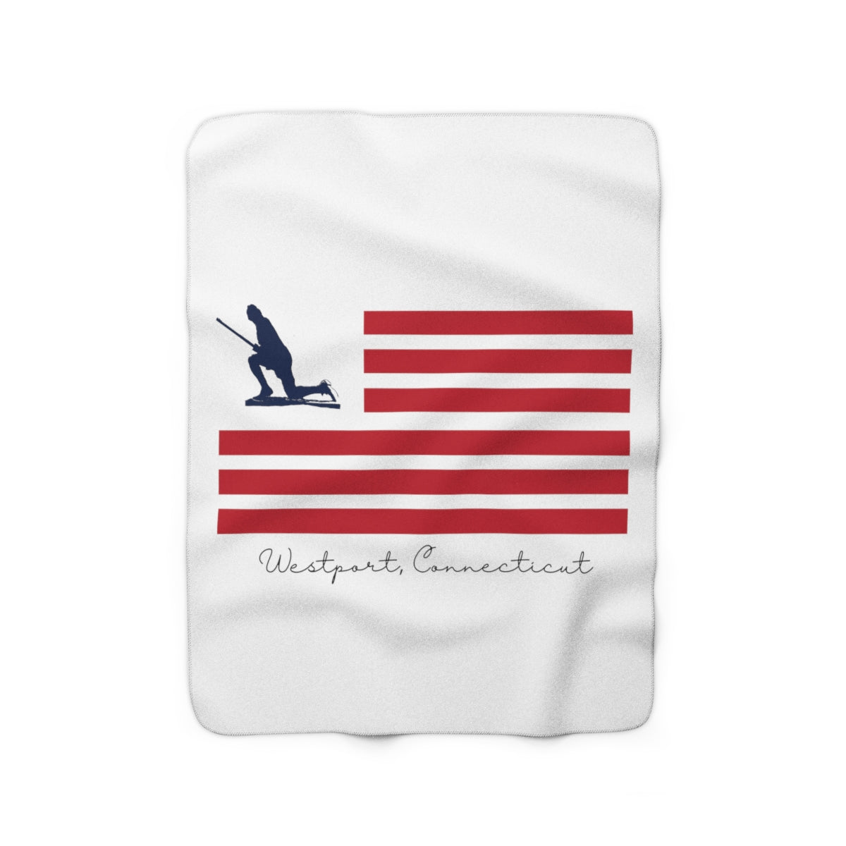 Wesport Connecticut blanket, home and gifts. Minuteman Flag Sherpa Fleece Blanket