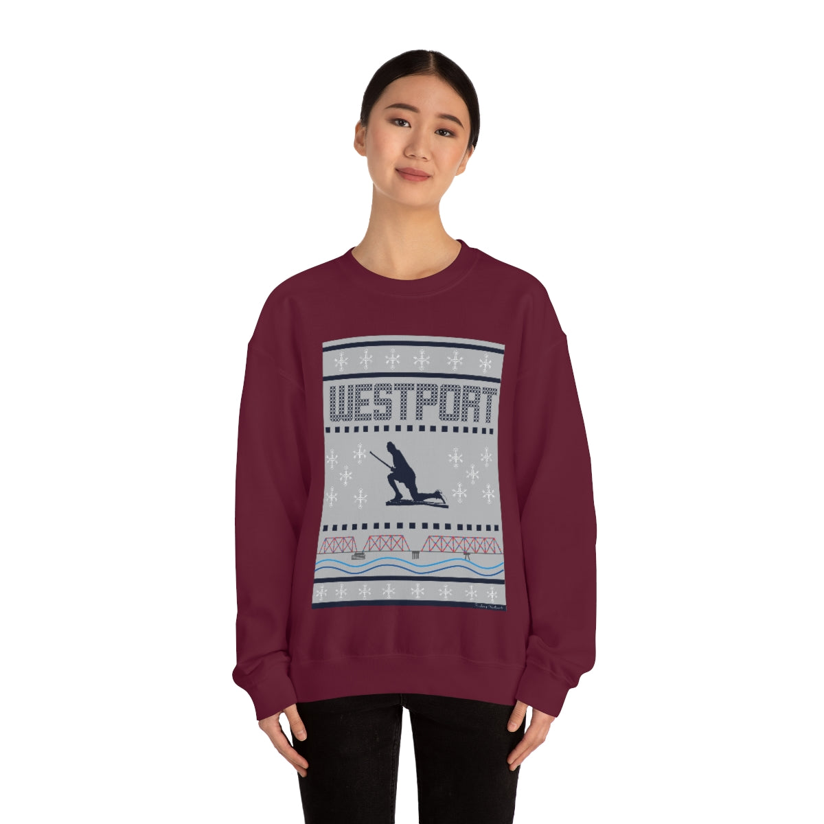 Westport Ugly Holiday Blue / White  Unisex Heavy Blend™ Crewneck Sweatshirt