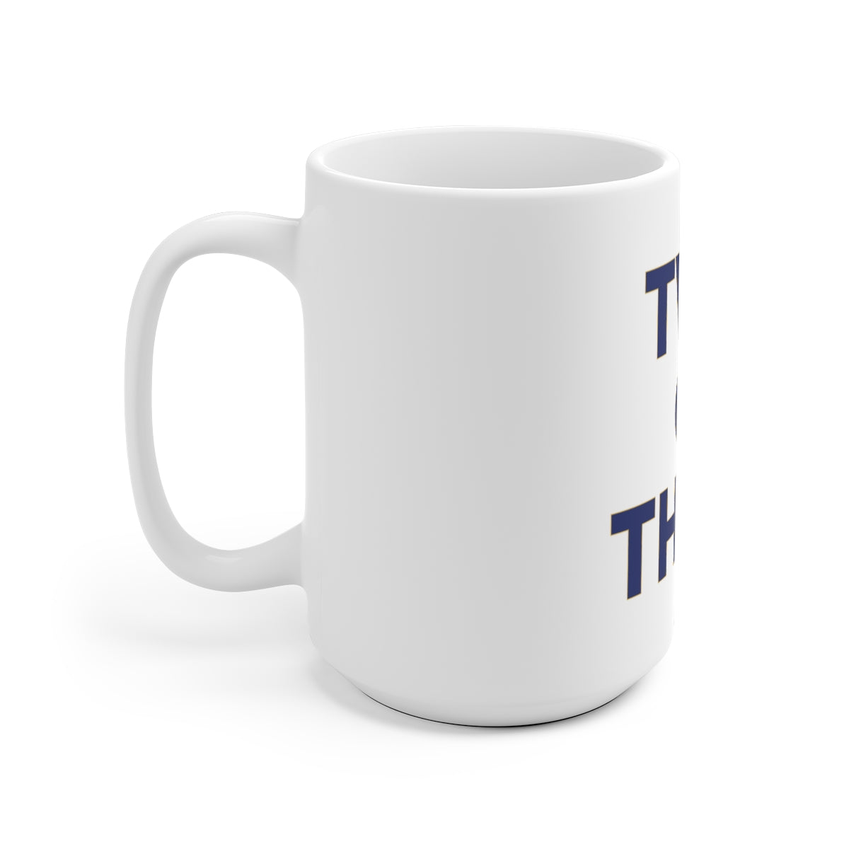 Two O' Three White Ceramic Mug (blue)