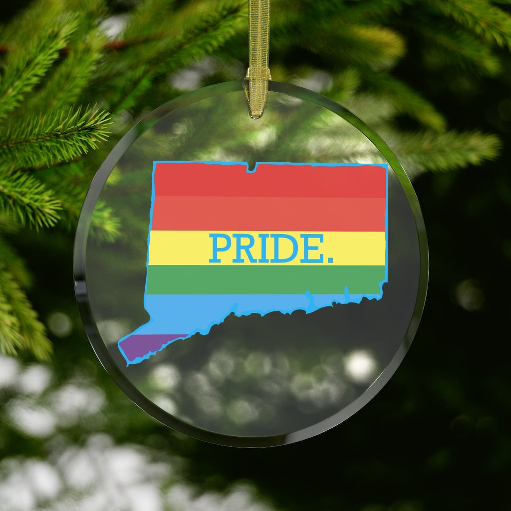 Connecticut Pride Glass Ornament