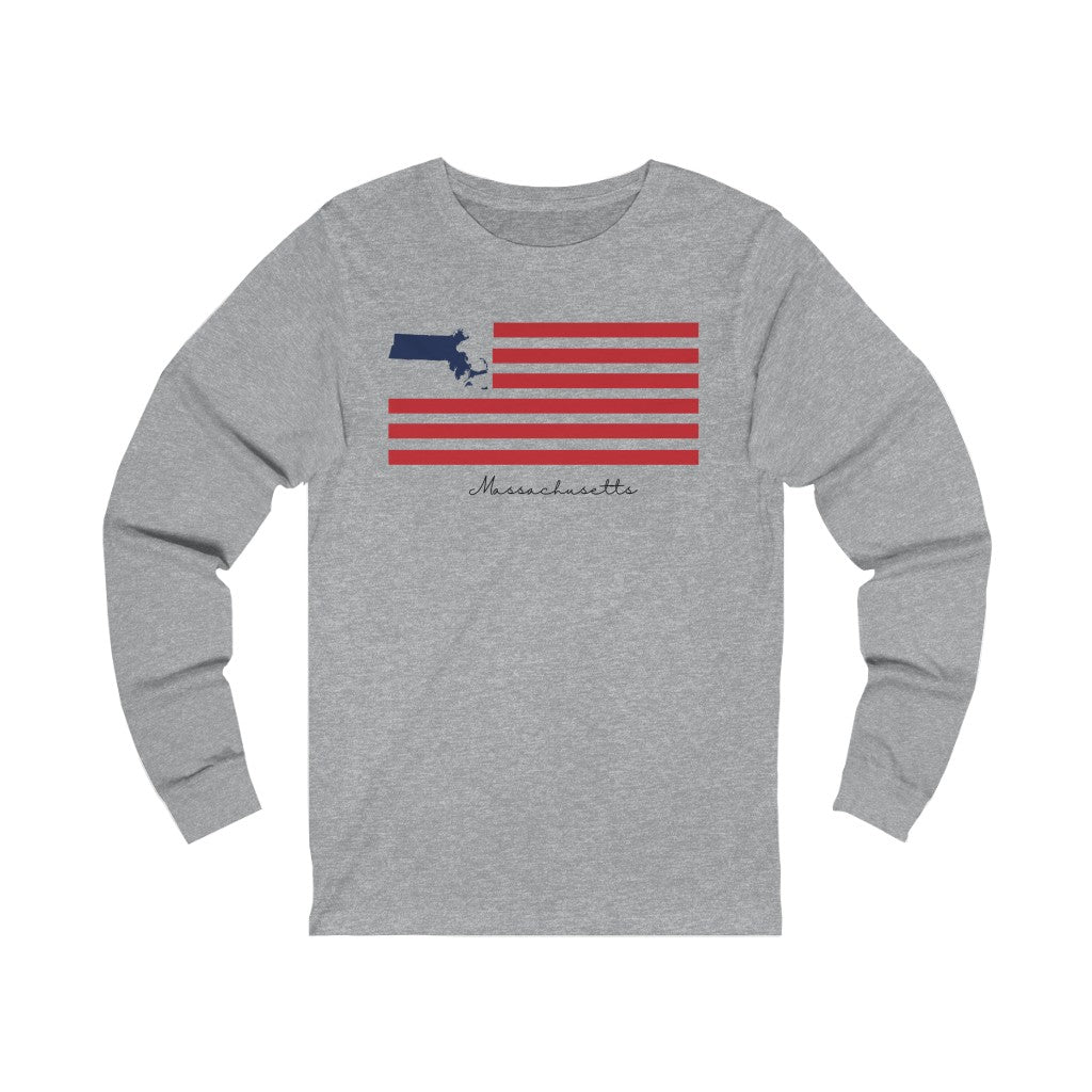 Massachusetts  American Flag collection has tee shirts, mugs, reusable bags, and other apparel and gifts. All proceeds goes to help build the Finding New England brand and get our website up and going. Free shipping on all products. 