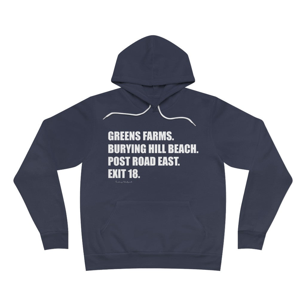  Greens Farms. Burying Hill Beach. Post Road East. Exit 18. Unisex Sponge Fleece Pullover Hoodie   How do you say Westport without saying Westport? Westport, Connecticut is filled with unique aspects. Each providing different elements that make up the town from historic to modern traditions.   Proceeds of this collection goes to help build Finding Westport and Finding Connecticut's  brands. 