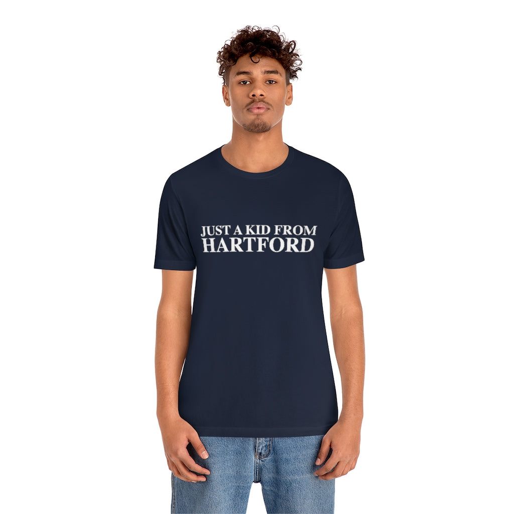 Just a kid from Hartford Unisex Jersey Short Sleeve Tee  Did you grow up in Hartford, Connecticut? Or know of someone who did? This collection is for someone who has those special Hartford memories.  Proceeds help grow Finding Connecticut's website and brand.   Click here to go back to our home page. 