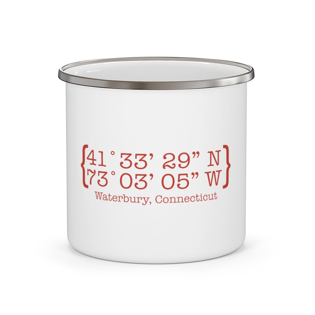 Waterbury Coordinates Enamel Camping Mug