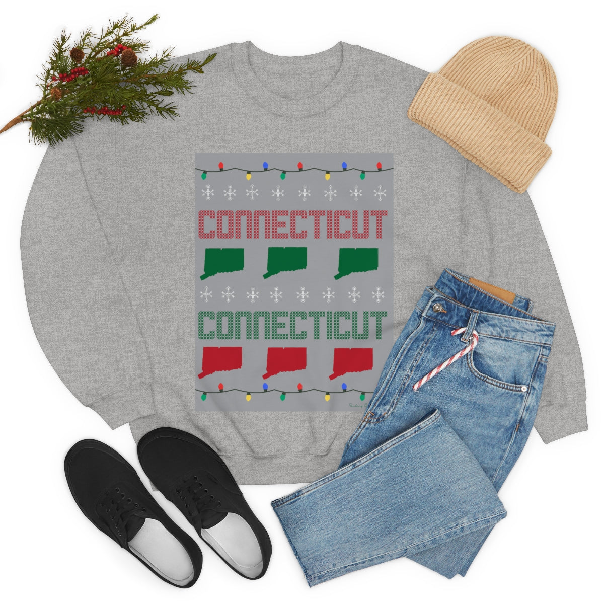 Connecticut Ugly Holiday Unisex Heavy Blend™ Crewneck Sweatshirt