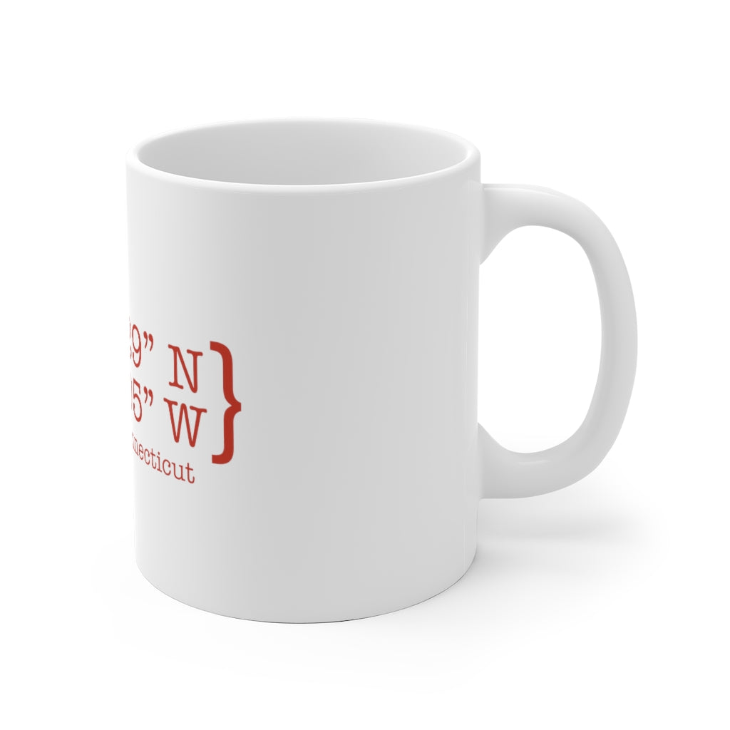 Waterbury Coordinates White Ceramic Mug