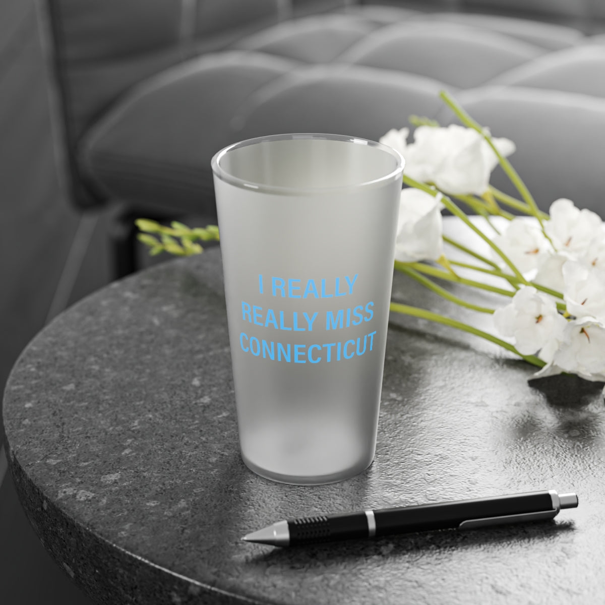 I Really Really Miss Connecticut Frosted Pint Glass, 16oz