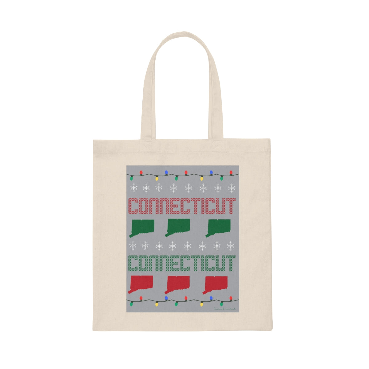 Connecticut ugly holiday tote bag 