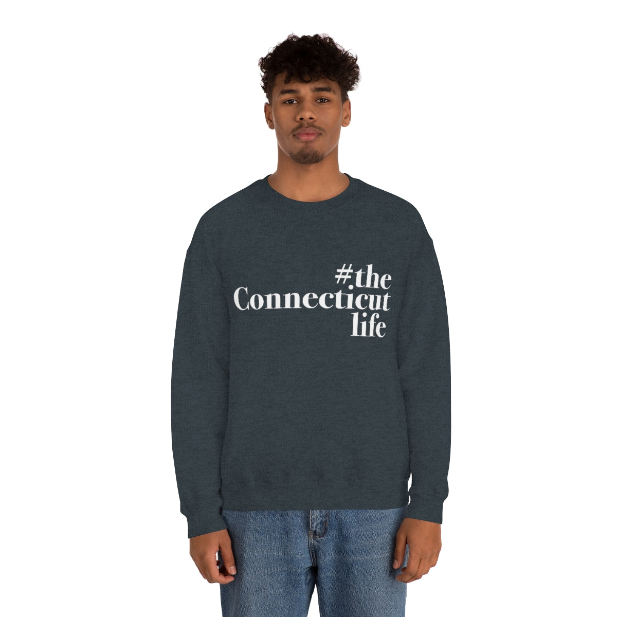 #theconnecticutlife Unisex Heavy Blend™ Crewneck Sweatshirt - White Font