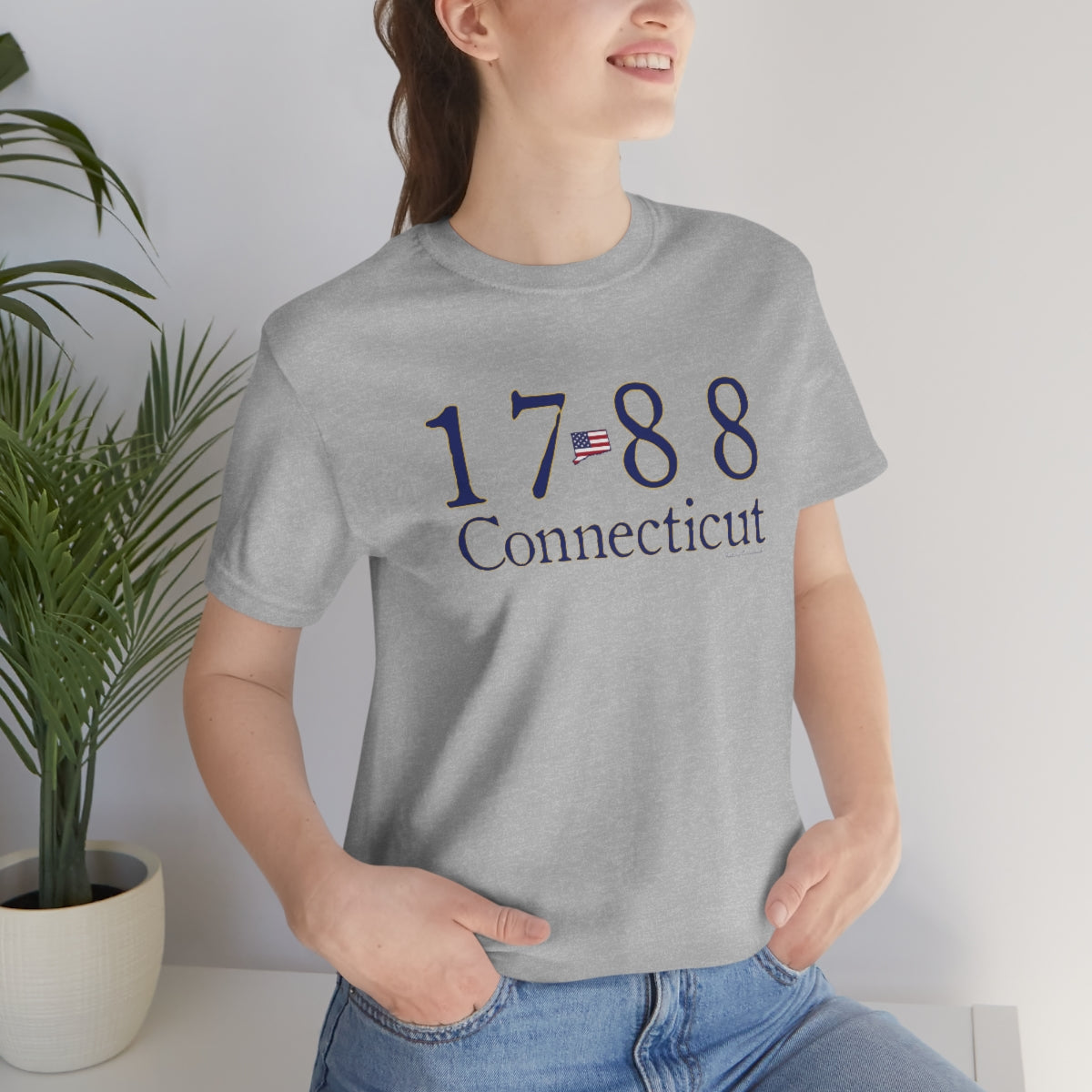 1788 Connecticut American Flag Unisex Jersey Short Sleeve Tee