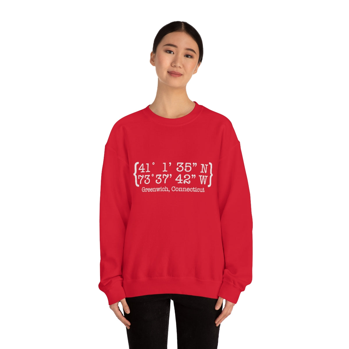 Greenwich Coordinates Unisex Heavy Blend™ Crewneck Sweatshirt - White Print