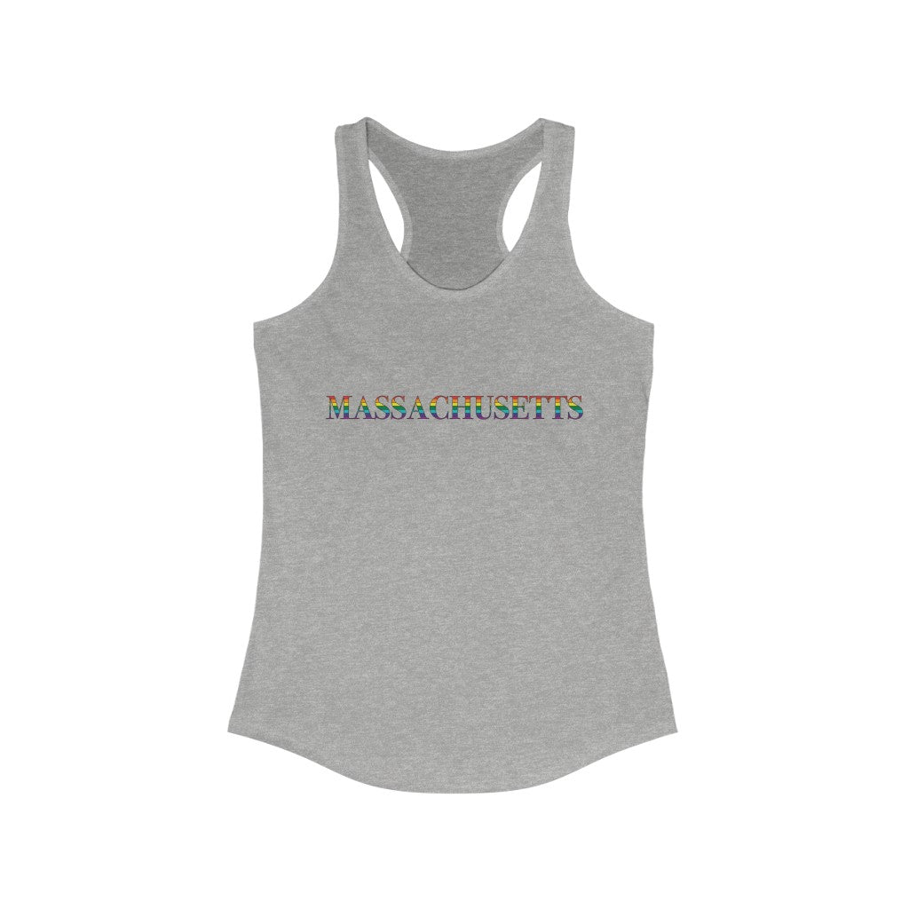 Massachusetts Rainbow Women's Ideal Racerback Tank