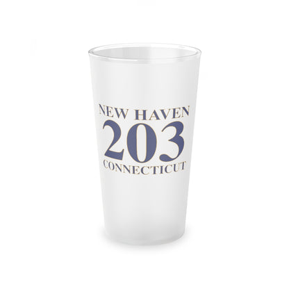 New Haven 203  Connecticut Frosted Pint Glass, 16oz New Haven 203 Collection. Inspired by the Connecticut flag and the 203! Show off for your pride for Connecticut and Hartford!   Proceeds of this collection go to help build Finding Connecticut’s website and brand. • Free USA shipping   Click here to go to our home page 