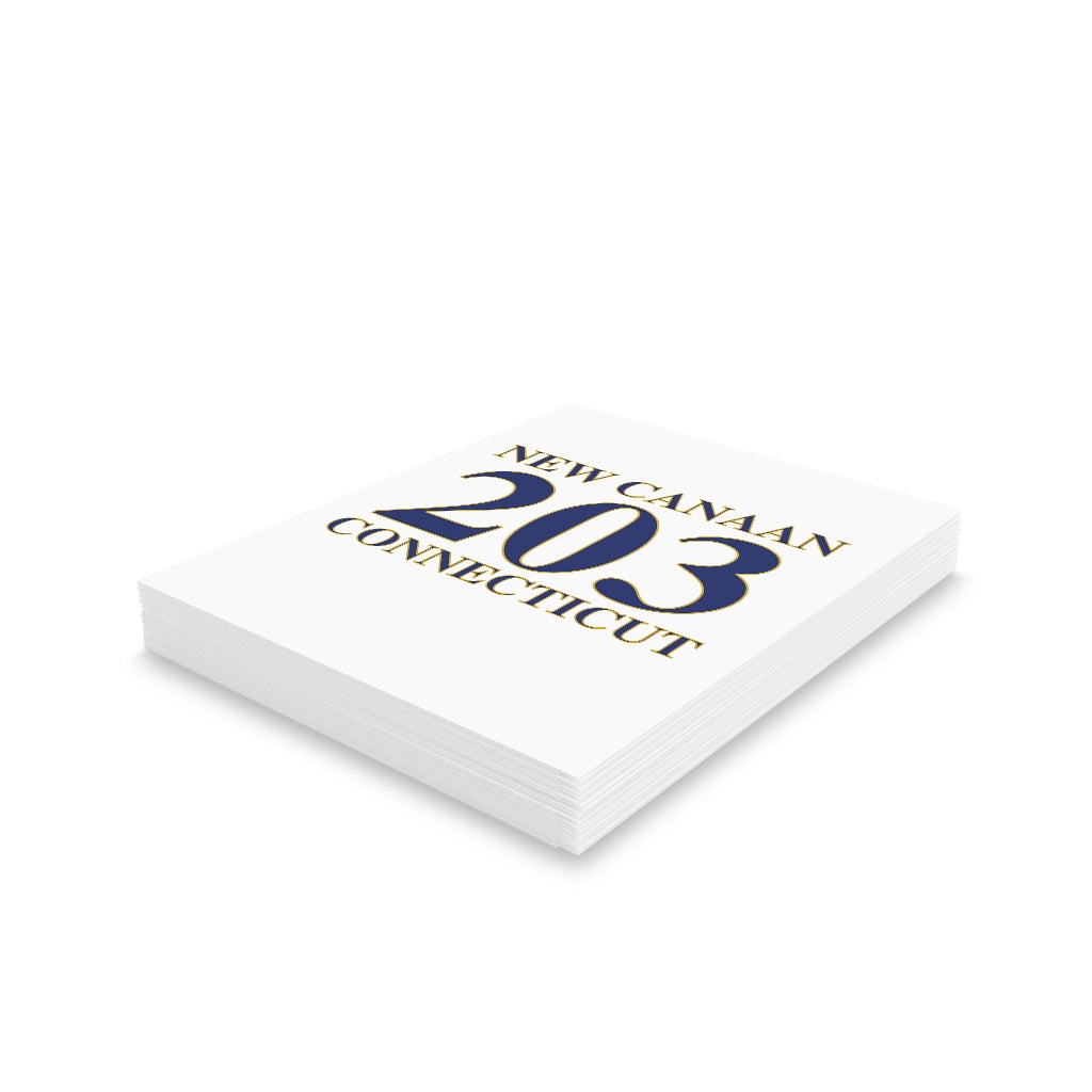 New Canaan 203 Connecticut Greeting Cards  The 203 New Canaan Collection. Show off New Canaan and Connecticut at the same time. Colors were inspired by the Connecticut state flag.   Proceeds help build Finding New Canaan and Finding Connecticut's brand. 