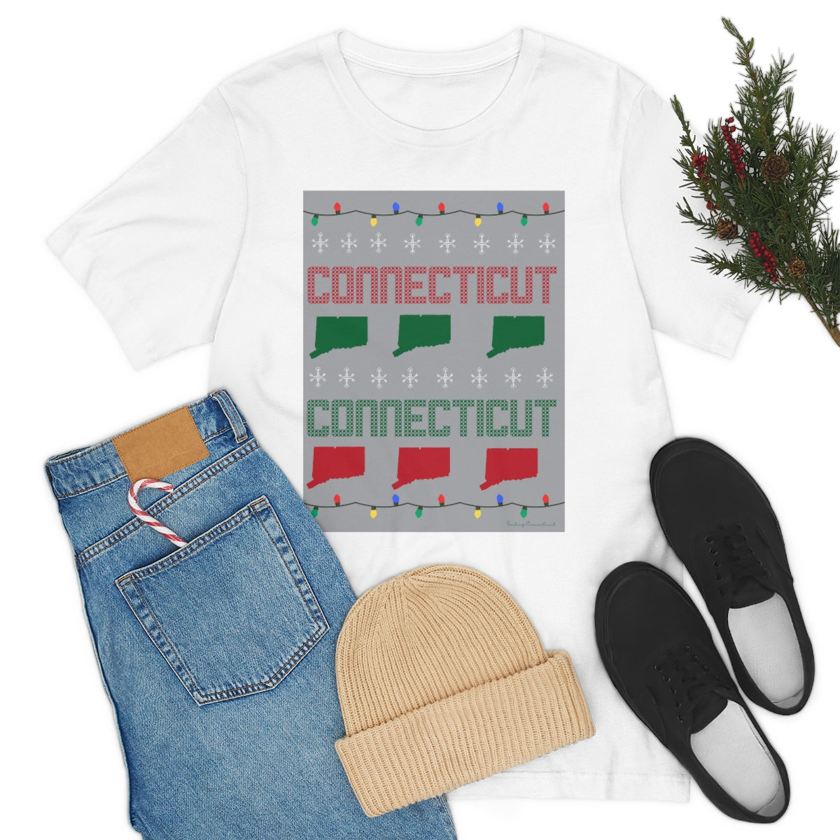 Connecticut Ugly Holiday Unisex Jersey Short Sleeve Tee