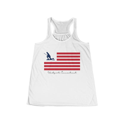 Westport Connecticut tank top shirt. Minuteman Flag Women's Flowy Racerback Tank