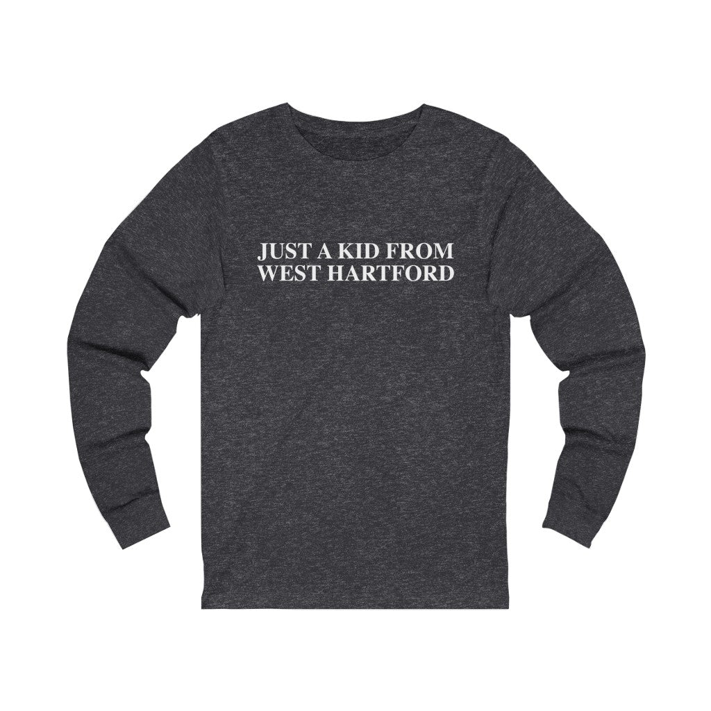 Just a kid from West Hartford long sleeve tees.  West Hartford Connecticut tee shirts, hoodies sweatshirts, mugs, other apparel, home gifts, and souvenirs. Proceeds of this collection go to help Finding Connecticut’s brand. Free USA shipping. 