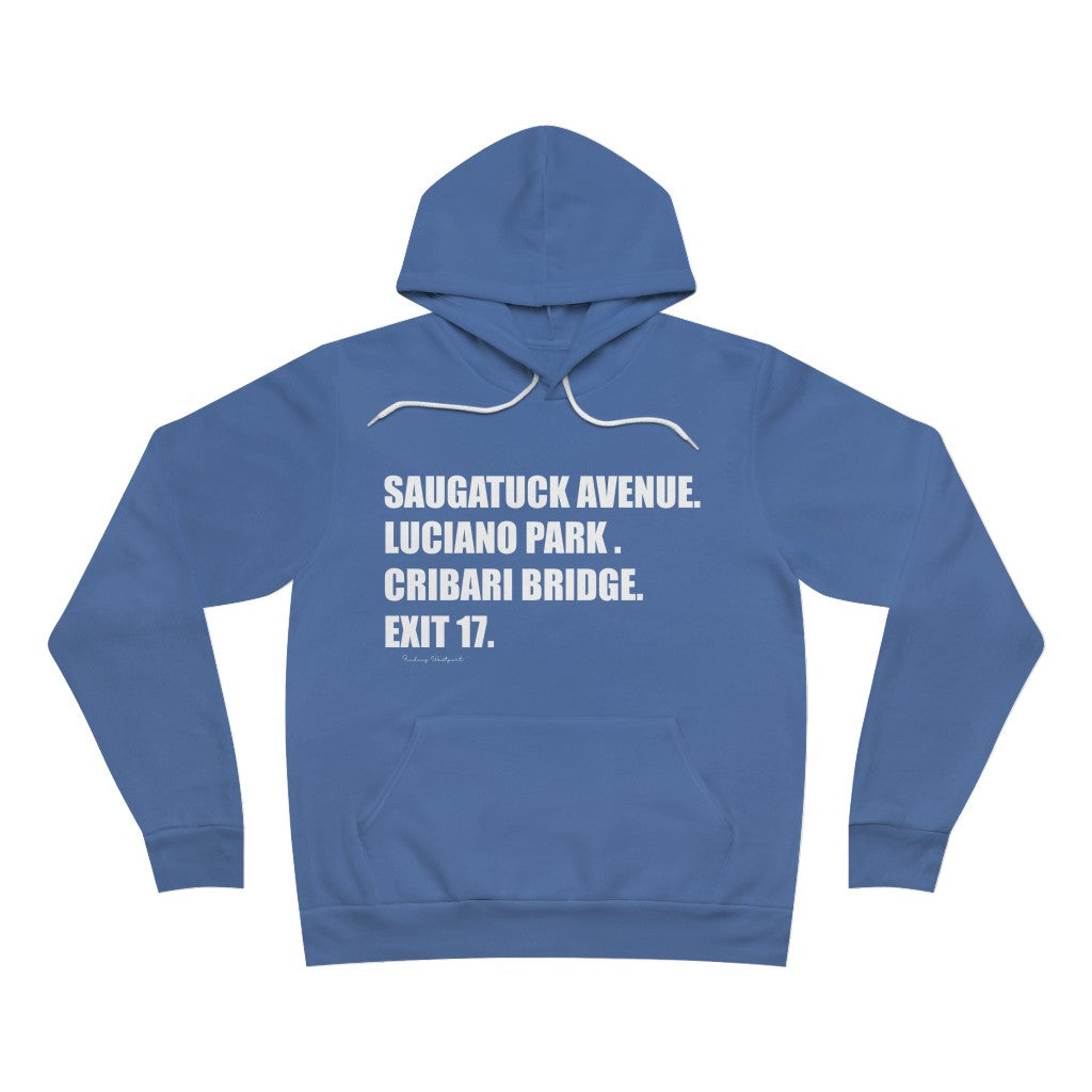 Saugatuck Ave. Luciano Park. Cribari Bridge. Exit 17. Unisex Sponge Fleece Pullover Hoodie  How do you say Westport without saying Westport? Westport, Connecticut is filled with unique aspects. Each providing different elements that make up the town from historic to modern traditions.   Proceeds of this collection goes to help build Finding Westport and Finding Connecticut's  brands. 