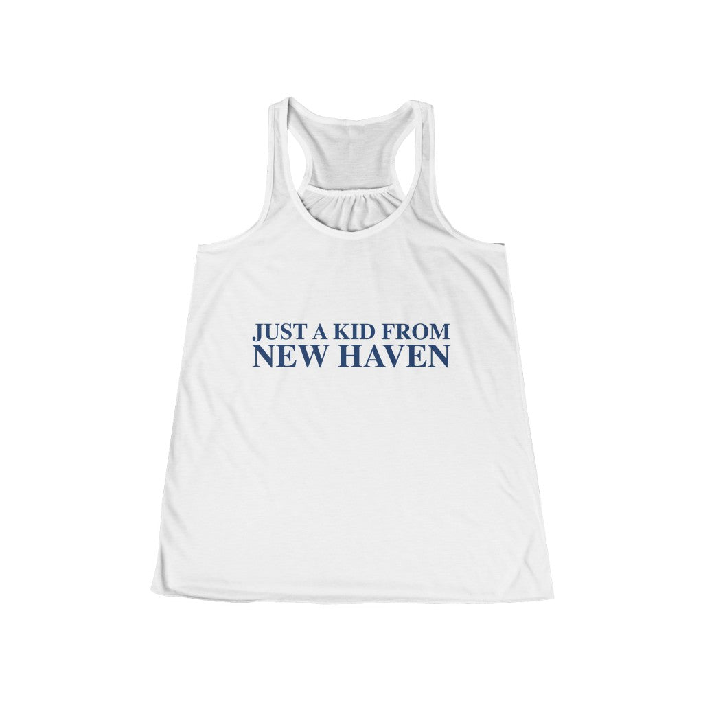 Just a kid from New Haven Women's Flowy Racerback Tank