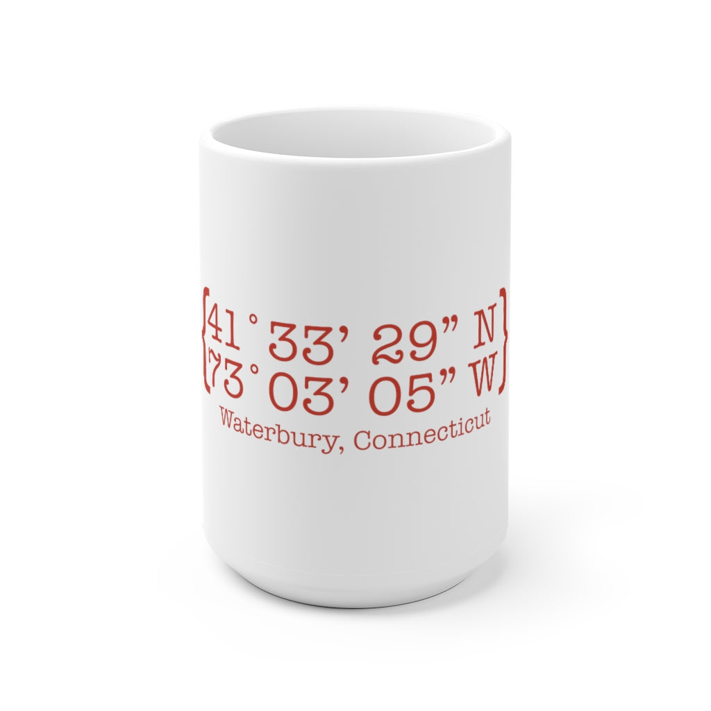 Waterbury Coordinates White Ceramic Mug