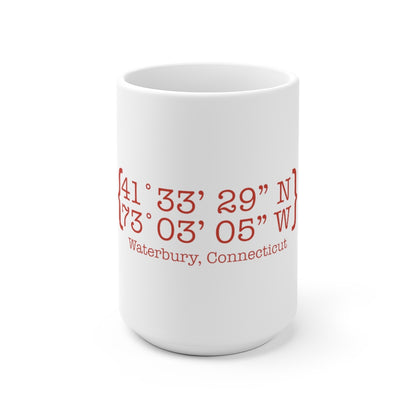 Waterbury Coordinates White Ceramic Mug