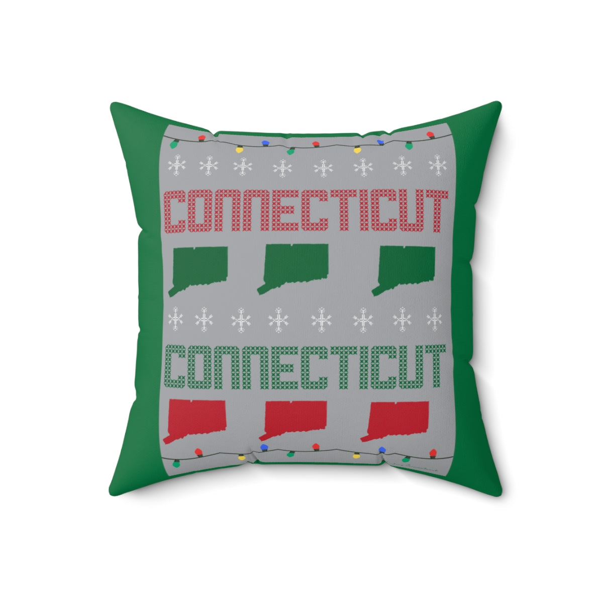 Connecticut Ugly Holiday Spun Polyester Square Pillow