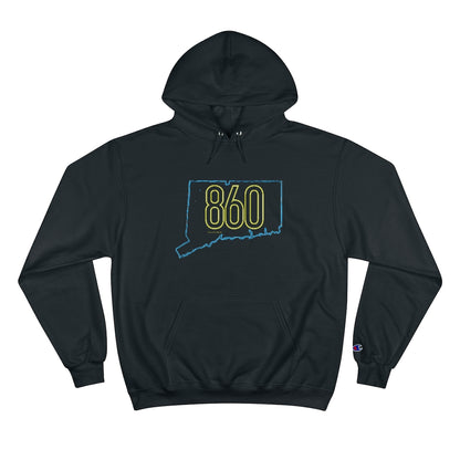 Connecticut hoodie. New Britain, southington, willimantic,  Bristol, old say brook, Torrington, east hartford, Windsor, Farmington, Glastonbury, West Hartford, Windsor locks, new milford, putnumn, storrs  simsbury, deep river, vernon rockville, Wethersfield, newington,  mystic, East Hampton, niantic, lcolchester, coventry, Essex, haddam,  old Lyme,

860 Connecticut Neon Yellow - 860 CT Champion hoodie sweatshirt // finding connecticut   