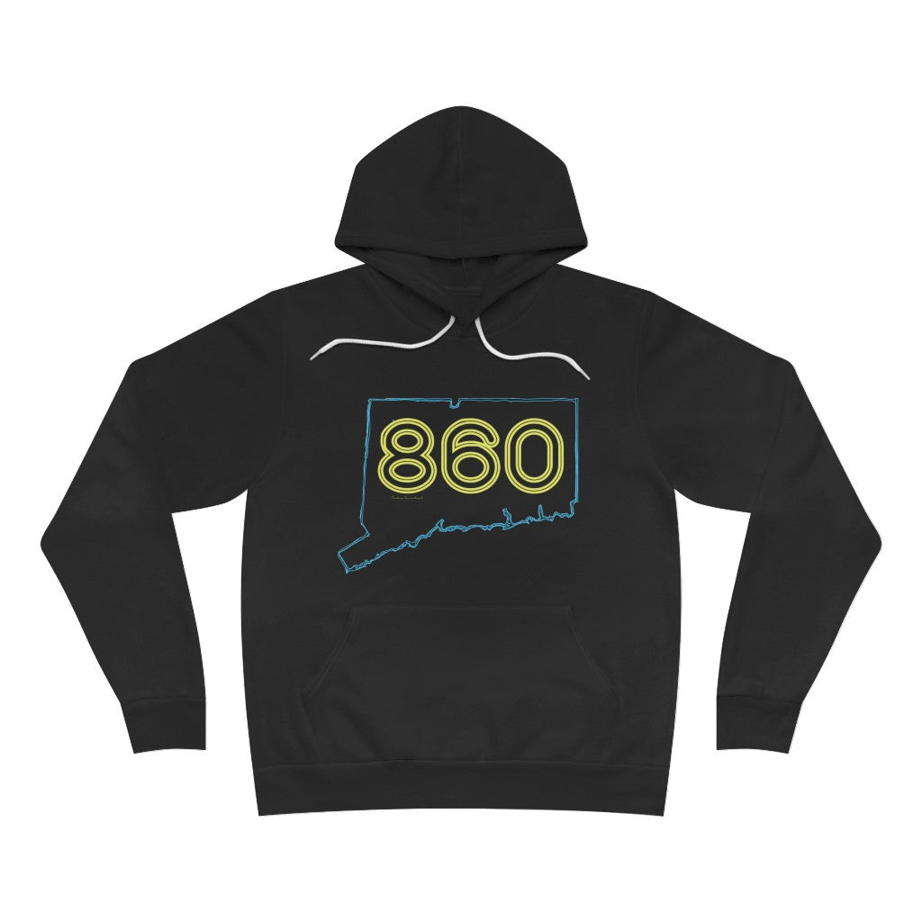Connecticut hoodie. New Britain, southington, willimantic,  Bristol, old say brook, Torrington, east hartford, Windsor, Farmington, Glastonbury, West Hartford, Windsor locks, new milford, putnumn, storrs  simsbury, deep river, vernon rockville, Wethersfield, newington,  mystic, East Hampton, niantic, lcolchester, coventry, Essex, haddam,  old Lyme

860 Connecticut Neon yellow - 860 CT unisex hoodie sweatshirt  - Finding Connecticut  