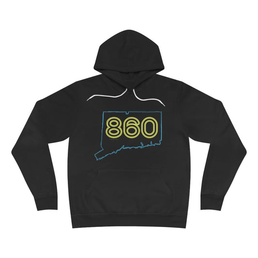 Connecticut hoodie. New Britain, southington, willimantic,  Bristol, old say brook, Torrington, east hartford, Windsor, Farmington, Glastonbury, West Hartford, Windsor locks, new milford, putnumn, storrs  simsbury, deep river, vernon rockville, Wethersfield, newington,  mystic, East Hampton, niantic, lcolchester, coventry, Essex, haddam,  old Lyme

860 Connecticut Neon yellow - 860 CT unisex hoodie sweatshirt  - Finding Connecticut  