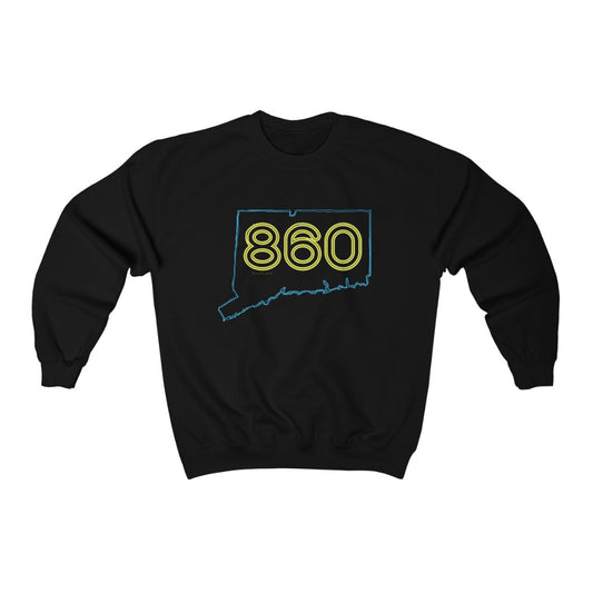 Connecticut sweatshirt. 

860 Connecticut Neon yellow - 860 Connecticut unisex sweatshirt  - Finding Connecticut  
