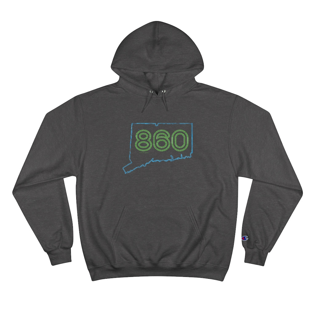 Connecticut hoodie. New Britain, southington, willimantic,  Bristol, old say brook, Torrington, east hartford, Windsor, Farmington, Glastonbury, West Hartford, Windsor locks, new milford, putnumn, storrs  simsbury, deep river, vernon rockville, Wethersfield, newington,  mystic, East Hampton, niantic, lcolchester, coventry, Essex, haddam,  old Lyme, , groton, goshen, Hampton, New London, CT, Connecticut, 860, apparel, gifts, home gifts, souvenirs, 

860 Connecticut neon green/ 860 Connecticut champion hoodie