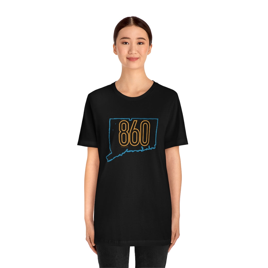 860 Connecticut neon orange / 860 ct  unisex  t shirt // finding connecticut    