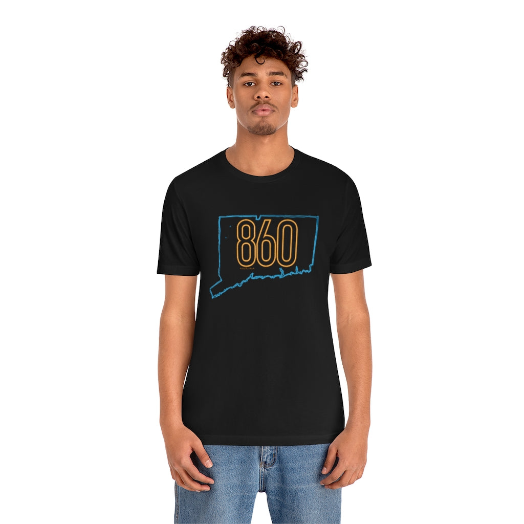 860 Connecticut neon orange / 860 ct  unisex  t shirt // finding connecticut    