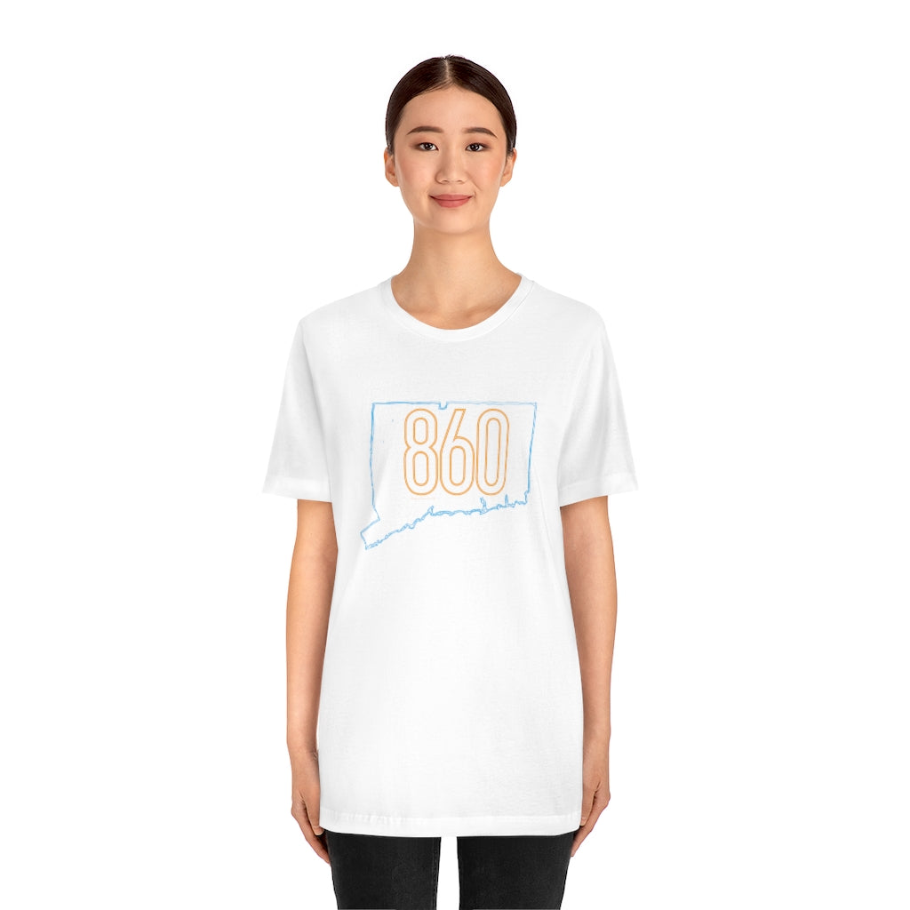 860 Connecticut neon orange / 860 ct  unisex  t shirt // finding connecticut    
