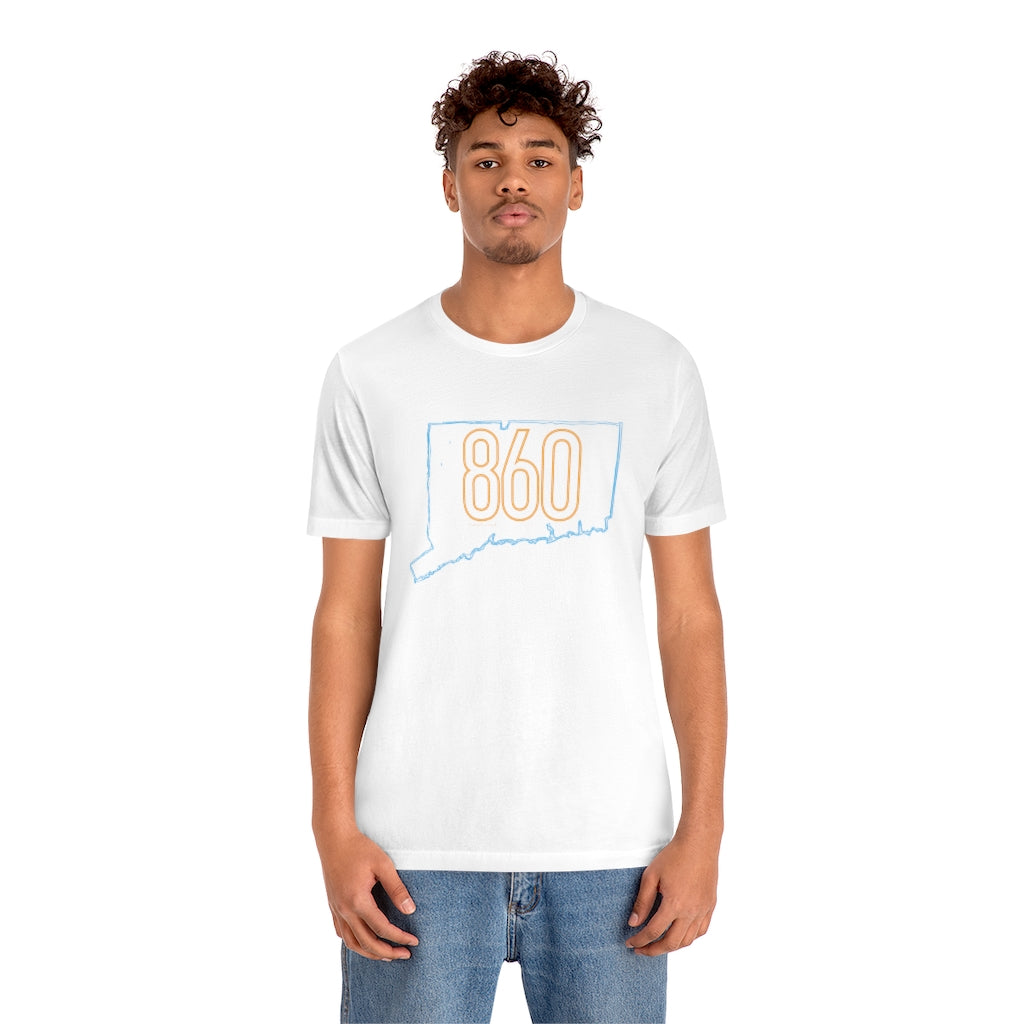 860 Connecticut neon orange / 860 ct  unisex  t shirt // finding connecticut    