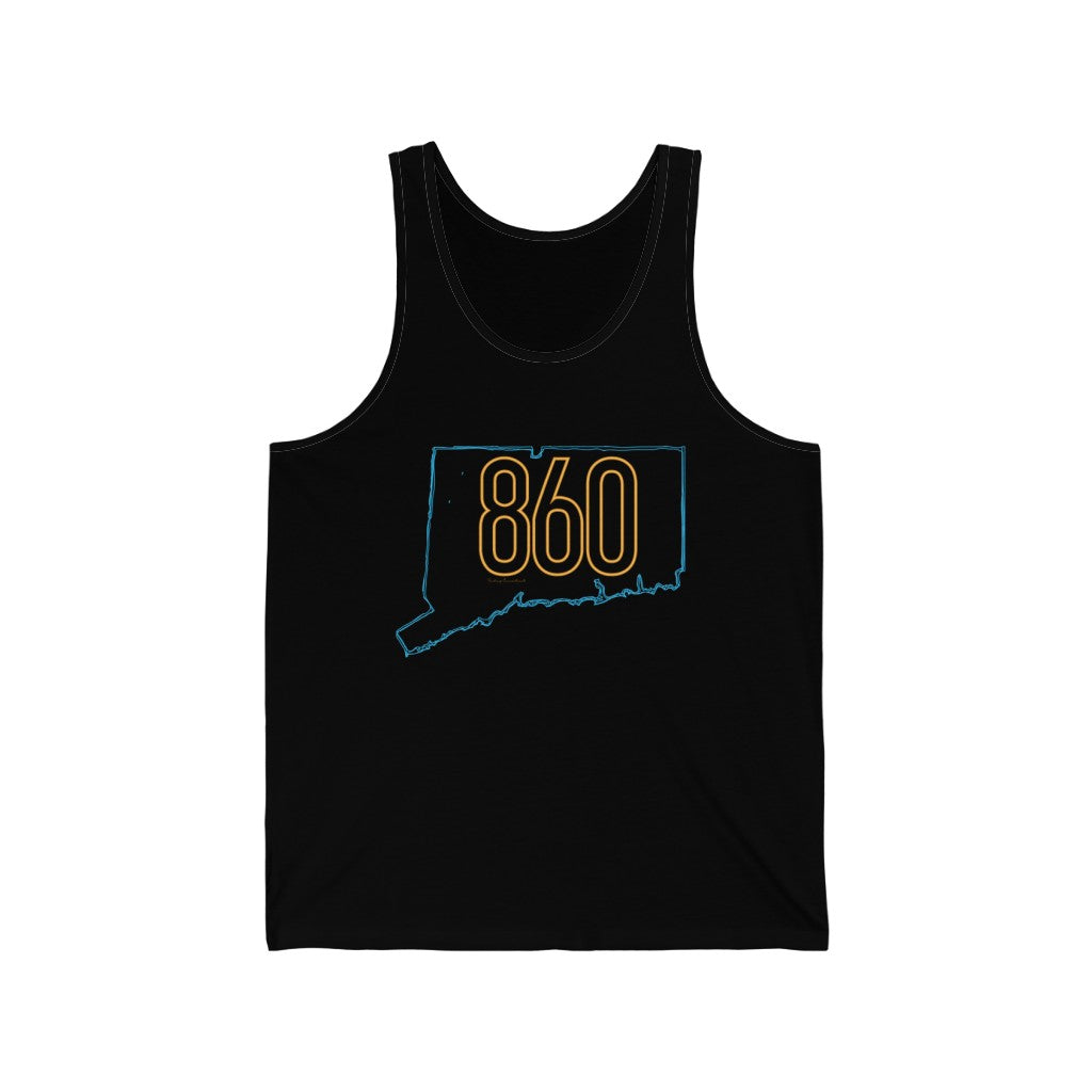 860 Connecticut neon orange / 860 ct  unisex  tank top shirt // finding connecticut  