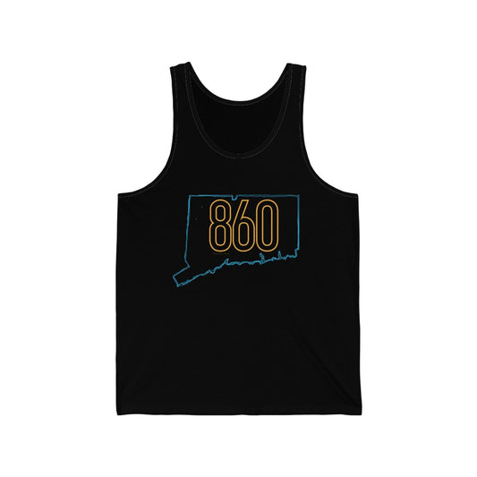 860 Connecticut neon orange / 860 ct  unisex  tank top shirt // finding connecticut  