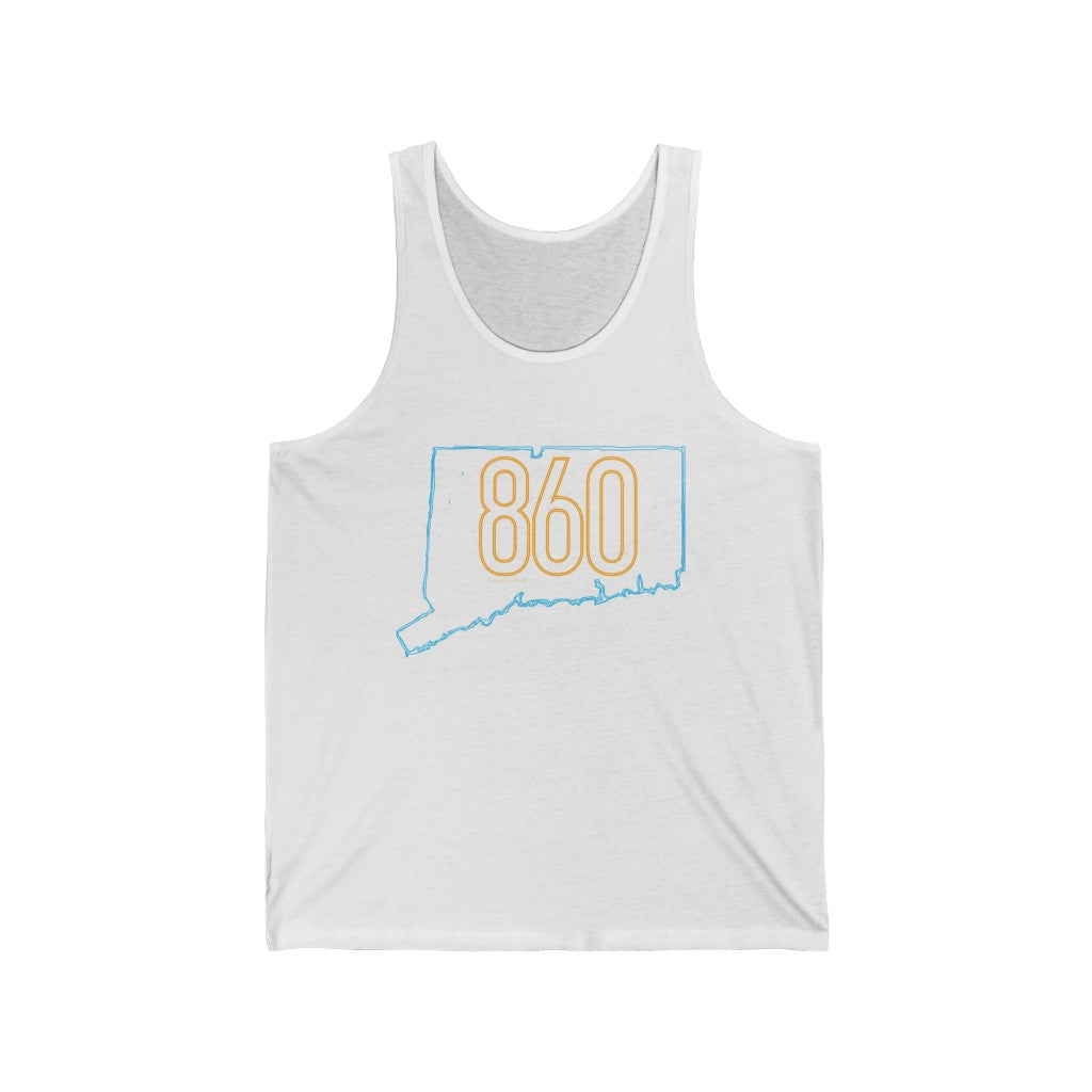 860 Connecticut neon orange / 860 ct  unisex  tank top shirt // finding connecticut  