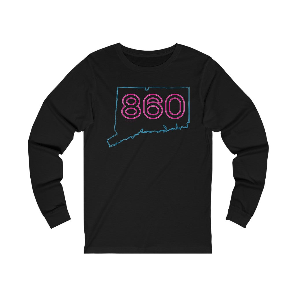 Connecticut shirt. 860 Neon is a collection for anyone who has spent time in the 860! 860 tee shirts, hoodie, mugs, apparel, gift and souvenirs.  Proceeds go to help grow Finding Connecticut’s brand. Free USA shipping on all orders. 

860 Neon Pink // 860 CT long sleeve t shirt // finding connecticut  