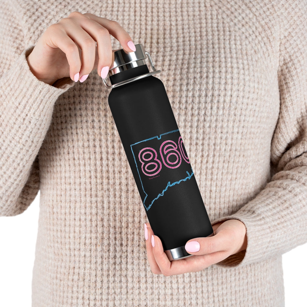 860 Neon Pink // 860 CT  water bottle  // finding connecticut