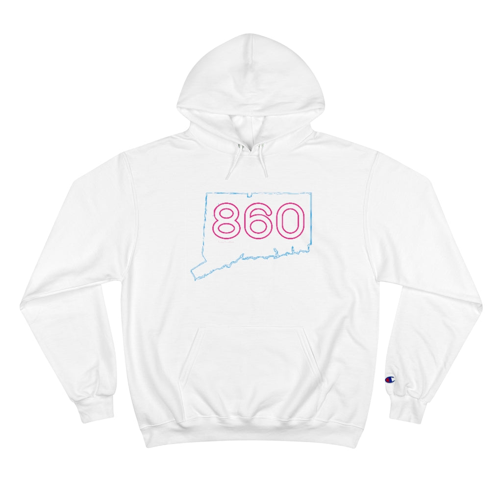 Connecticut hoodie. New Britain, southington, willimantic,  Bristol, old say brook, Torrington, east hartford, Windsor, Farmington, Glastonbury, West Hartford, Windsor locks, new milford, putnumn, storrs  simsbury, deep river, vernon rockville, Wethersfield, newington,  mystic, East Hampton, niantic, lcolchester, coventry, Essex, haddam,  old Lyme, 860 Neon Pink // 860 Ct champion hoodie sweatshirt // finding connecticut