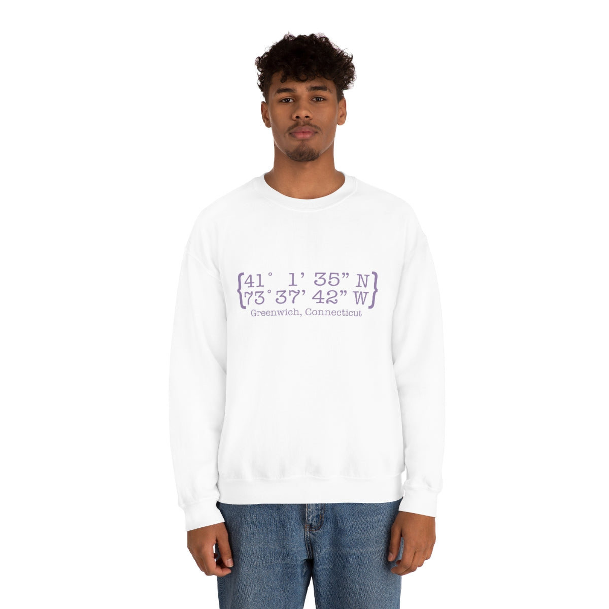 Greenwich Coordinates Unisex Heavy Blend™ Crewneck Sweatshirt - Purple Print