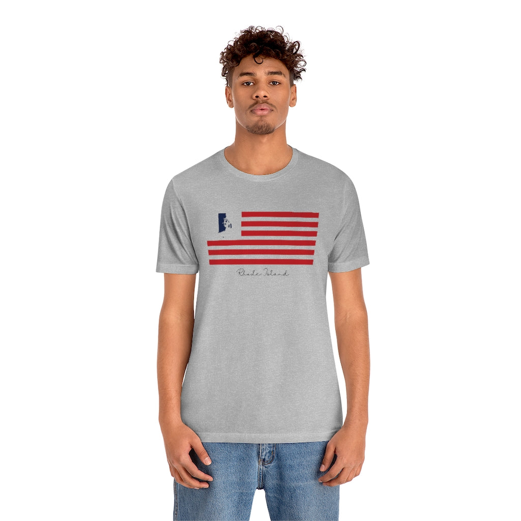 Rhode Island American Flag collection has tee shirts, mugs, reusable bags, and other apparel and gifts. All proceeds goes to help build the Finding New England brand and get our website up and going. Free shipping on all products. 