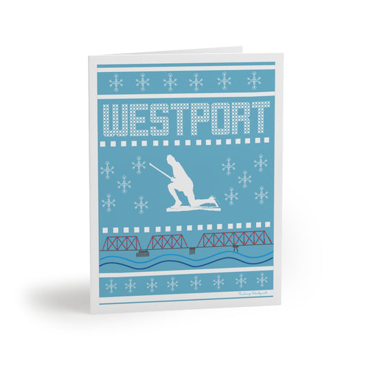 westport ct / connecticut ugly chirstmas sweater greeting card 