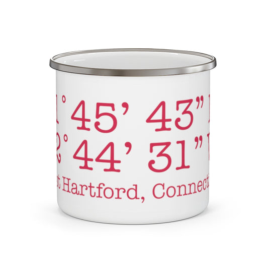 West Hartford Coordinates camping mug.  West Hartford Connecticut tee shirts, hoodies sweatshirts, mugs, other apparel, home gifts, and souvenirs. Proceeds of this collection go to help Finding Connecticut’s brand. Free USA shipping. 