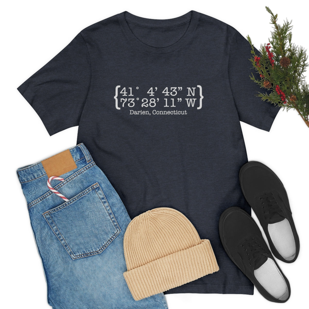 Darien Coordinates Unisex Jersey Short Sleeve Tee