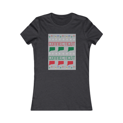 connecticut ugly holiday womens tee shirt 