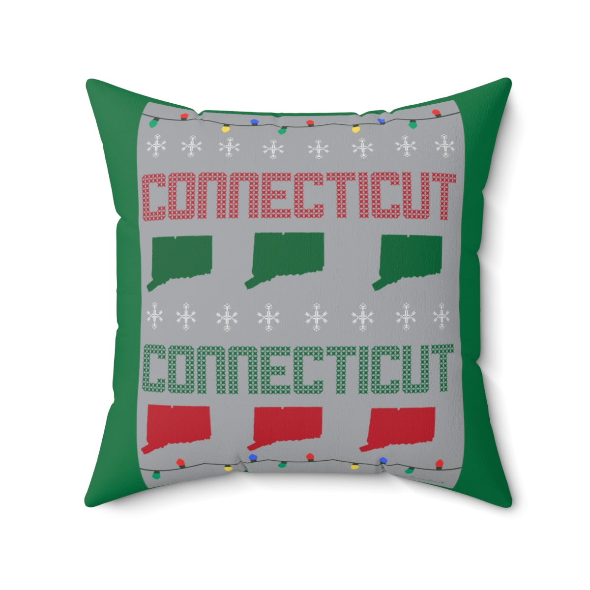 Connecticut Ugly Holiday Spun Polyester Square Pillow