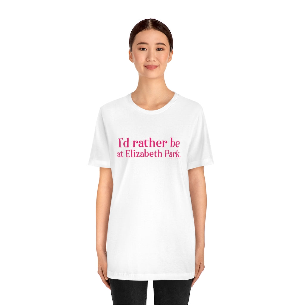 I’d rather be at Elizabeth Park tee shirt.  West Hartford Connecticut tee shirts, hoodies sweatshirts, mugs, and other apparel, home gifts, and souvenirs. Proceeds of this collection go to help Finding Connecticut’s brand. Free USA shipping. 